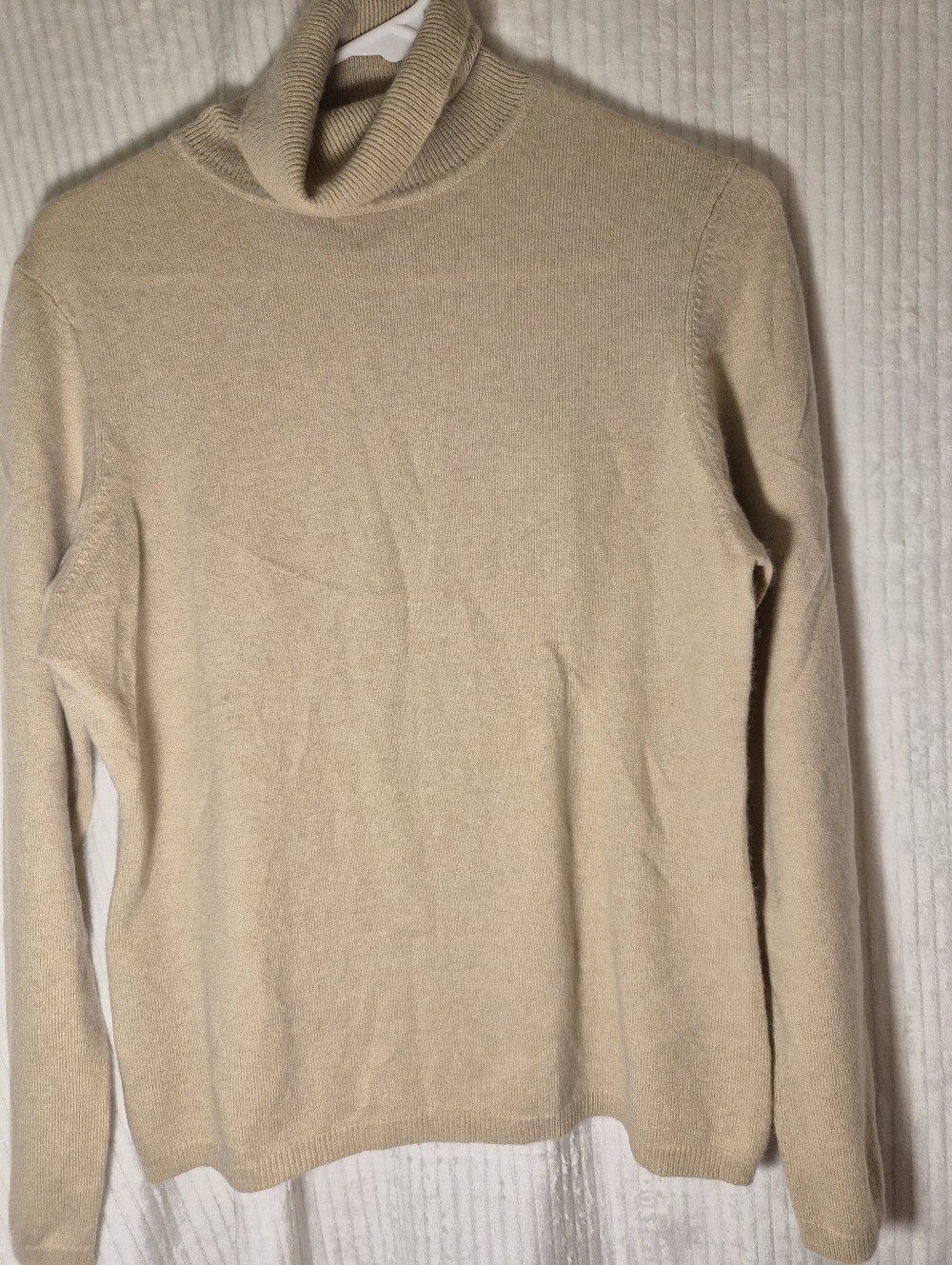 Charter Club 100% Cashmere Turtleneck Sweater Large L Beige Camel 2 Ply Luxury